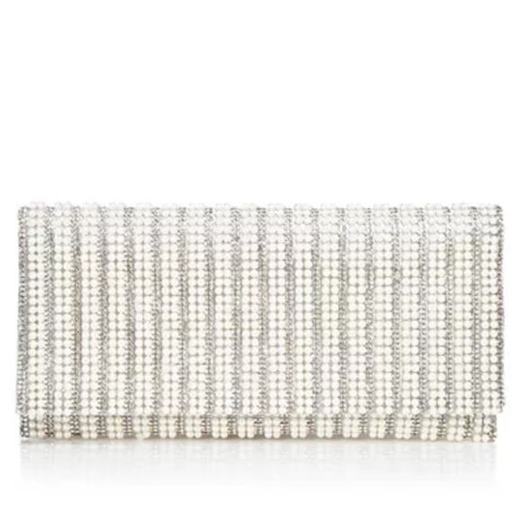 Aqua Beaded Chrystal Gold Chain Purse Clutch Handbag Evening Cocktail - Picture 1 of 8